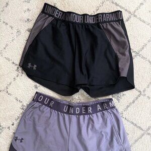 LOT OF 2: Under Armour UA Studio Shorts - Black Purple - Size SM
